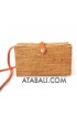 Rattan ata square sling bags with leather clips magnet